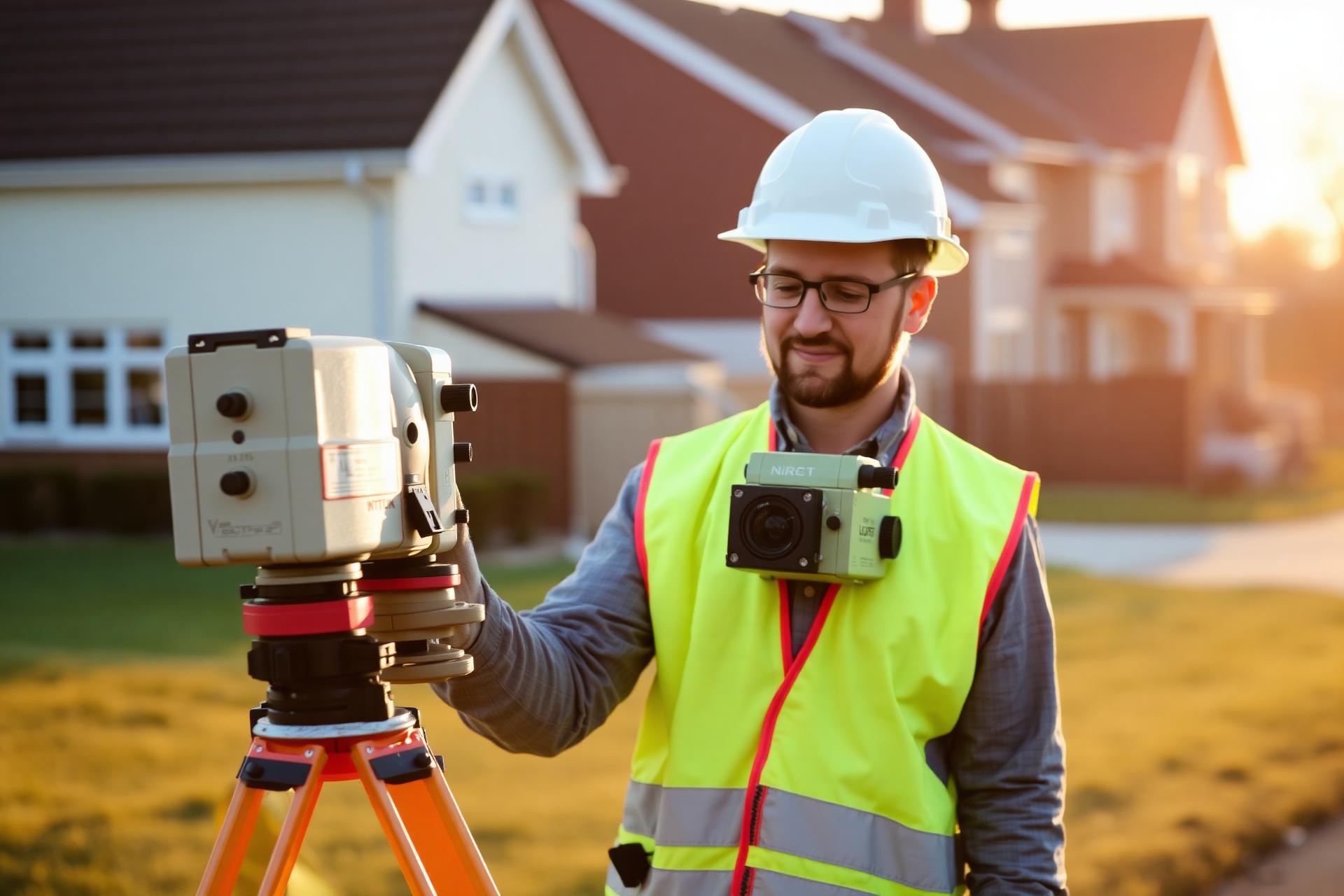 Licensed land surveyor on a residential site